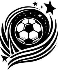 Obraz premium Football Logo Black and White Isolated on White Background