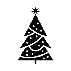 Simple Black Christmas Tree Icon Festive Holiday Decoration