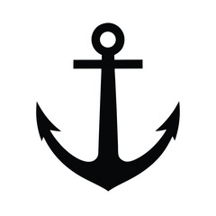 Nautical Anchor Symbol Black, Simple, Maritime, Graphic, Icon, Design, Vector, Illustration, Image, 