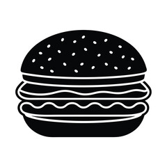 Delicious Double Decker Burger Icon Sesame Bun, Patty, Cheese