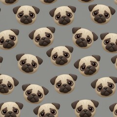 Obraz premium Adorable Pug Pattern: Sweet, Realistic Digital Art
