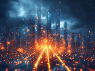 Emerging metropolis of skyscrapers symbolizing rapid business expansion