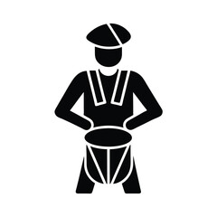 Military Drummer Icon Black Silhouette, Hat, Drum, Rhythm, Uniform