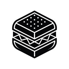 Hexagonal Isometric Burger Icon Fast Food Graphic Design