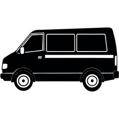 Black Taxi Van Vector – Silhouette Style Icon for Mobile Interfaces