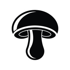 Black and White Mushroom Icon Simple, Bold, Nature Graphic