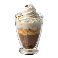 Sweet Treat: A tantalizing layered beverage, beautifully presented in a glass, featuring rich textures and flavors. A visual invitation to a delightful sensory experience.