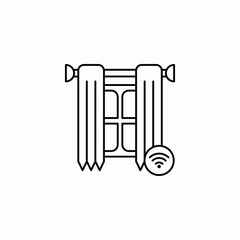 windows with curtains wifi smart blinds icon sign vector