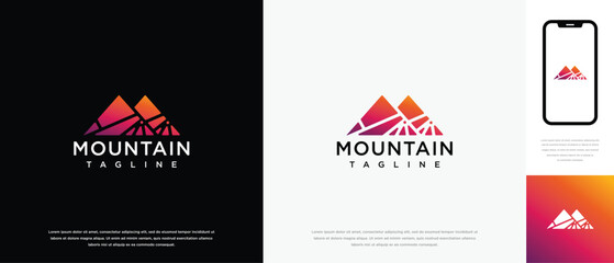 Mountain peak logo design illustration. outdoor adventure mountain logo icon