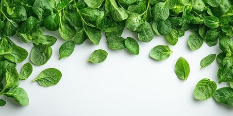 Fresh spinach leaves arranged on a clean surface for healthy meal preparations and cooking ideas