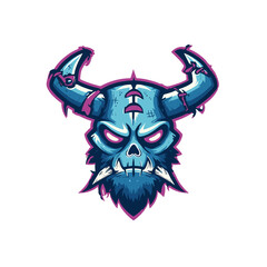Stylized vector esports logo featuring a blue skull with horns and fierce facial expression, suitable for gaming teams