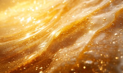 Naklejka premium Golden sparkling waves shimmer with light