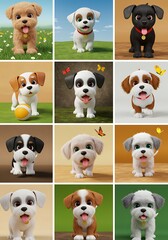 Obraz premium Adorable Puppy 3D Renders: Playful Poses & Soft Textures