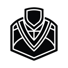 Abstract Black Geometric VNeck Armor Shield Design Icon