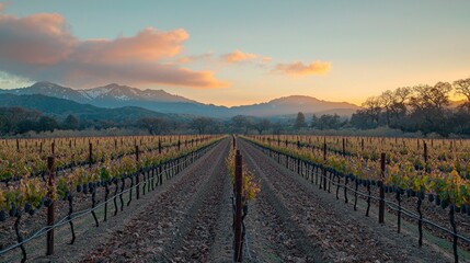 Fototapeta premium Vineyard at Sunset