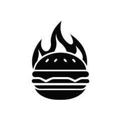 Flaming Hot Burger Grill Fast Food Restaurant Menu Icon