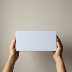 Hands Holding Plain Shoes Box Against Neutral Background