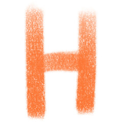 Textured Orange Letter H with Transparent Background in Abstract Style