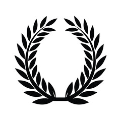 Black Laurel Wreath Circle Symbol, Icon, Design, Graphic, Vector, Award, Emblem, Glory, Victory, Lea