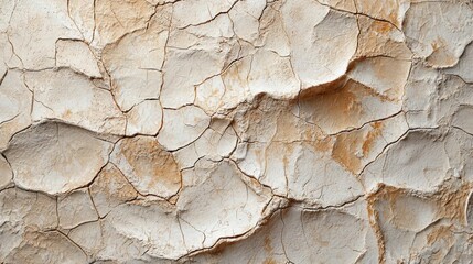Close-up of a textured surface with cracks and crevices. the surface appears to be made of a light-colored material, possibly stone or concrete, and has a rough, uneven texture.