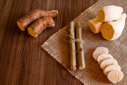 Cassava, also called manioc, yuca, balinghoy, mogo, mandioca, kamoteng kahoy, tapioca and manioc root, a woody shrub of the Euphorbiaceae family native to South America.