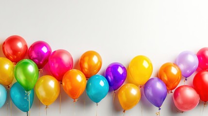 Colorful balloons against a white background