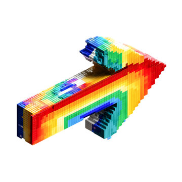 Rainbow Pixel Arrow Digital Direction Guide,