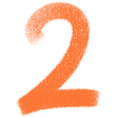 Number 2 in Bold and Orange Texture on Transparent Background