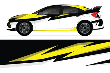 Fototapeta premium Sleek yellow and black racing car design illustration
