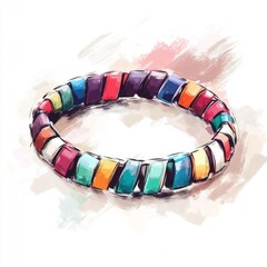 icon of sketched style, pixelated bracelet together, white background