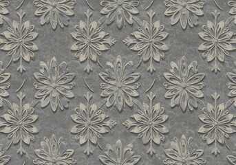 Fototapeta premium Embossed Floral Damask Pattern, Gray and Beige Texture