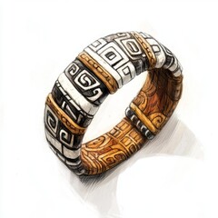 icon of sketched style, pixelated dayak's bracelet together, white background