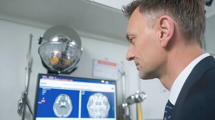Obraz premium Medical professional viewing brain scans