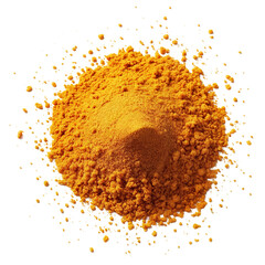 A pile of tumeric powder on a white surface