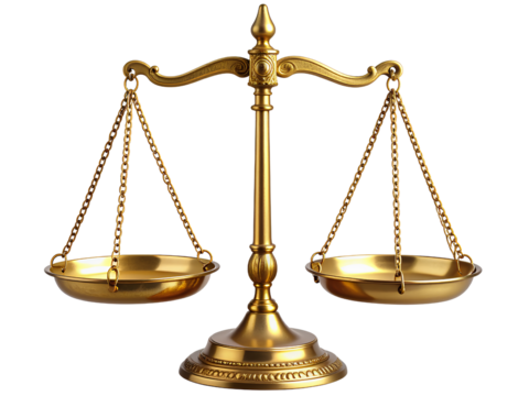 Luxurious Gold-Plated Balance Scale with Artistic Engravings, Transparent Cutout