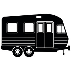 Compact RV Silhouette – Mobile Camper Van Icon for Outdoor Lifestyle