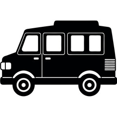Compact Taxi Van Silhouette – Black Vector for Transportation Concepts