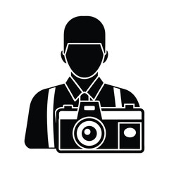 Photographer Icon Camera, Person, Silhouette, Black, White, Image, Studio, DSLR, Portrait, Graphic