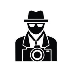 Stylish Photographer Icon Camera, Hat, Sunglasses, Secret Agent