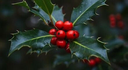 Winter's Crimson Jewels AI Generated