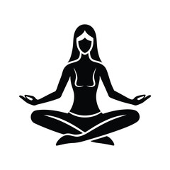 Woman Silhouetted Meditating Yoga Pose Fitness Wellness Health