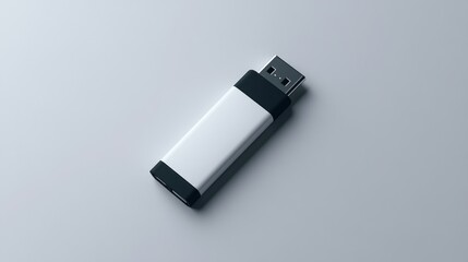 Modern flash drive, white and black
