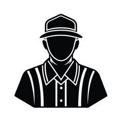 Silhouette Icon Faceless Worker, Uniform, Cap, Stripes, Job