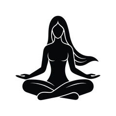 Silhouette Woman Meditating Yoga Pose Spiritual Wellness Peace