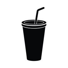 Black Disposable Cup, Straw, Beverage, Drink, Refreshment, Soda, Icon, Fast Food, Graphic