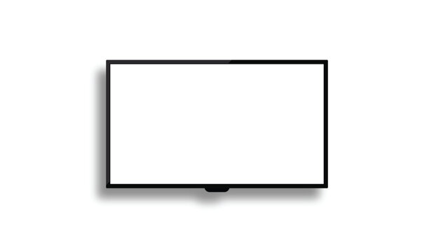 Realistic TV screen. Modern stylish lcd panel, led type. Large computer monitor display mockup. 