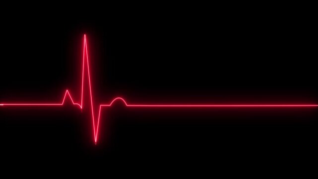 Neon glowing heartbeat or pulse rate line. Health and Medical concept. EKG Pulse , cardiogram