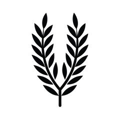 Black and White Laurel Wreath Leaves Branch Symbol Icon