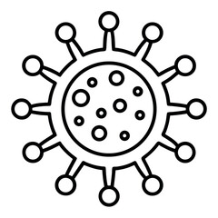 Flu Icon – Monoline Illustration of Human with Fever and Cough