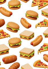 Juicy 3D Fast Food Delight: A Tempting Pattern